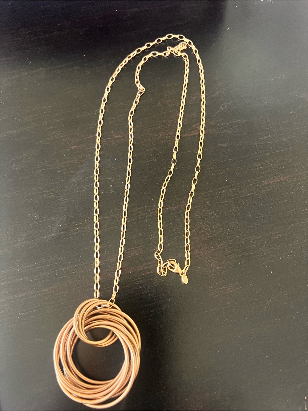 Bronze Milor Italy Gold & Rose-Tone Interlocking Ring Pendant Necklace
